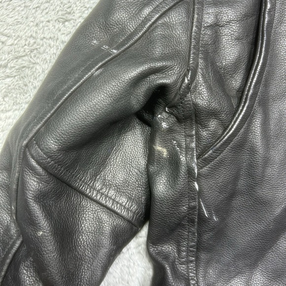 Vintage Raider Jacket Women's 8 Black Genuine Leather Biker Distressed *SPOTS - Picture 14 of 16